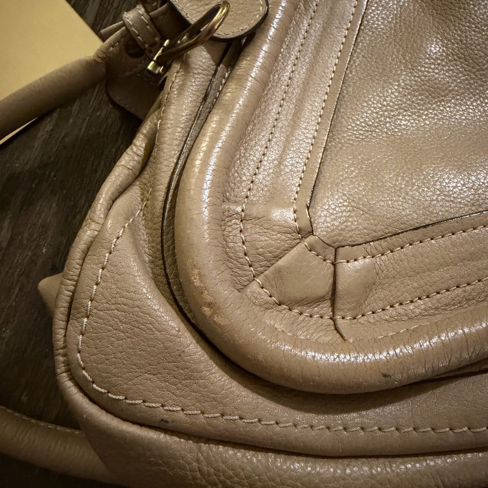 Chloé Beige Leather Paraty Satchel Bag w/ Detachable Strap - Picture 2 of 9
